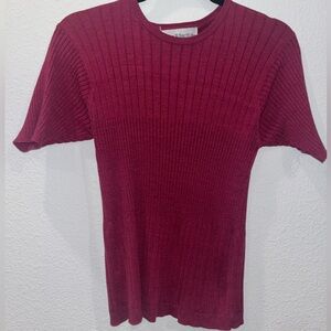 Norton McNaughton Burgundy Ribbed Knit Top